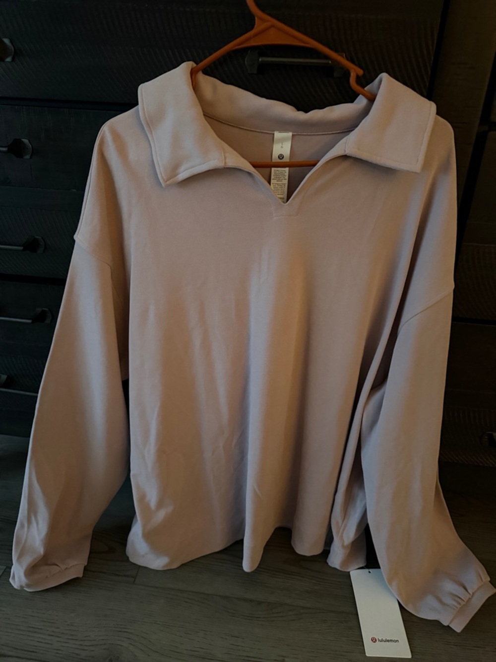 lululemon athletica Light pink long sleeve collar shirt